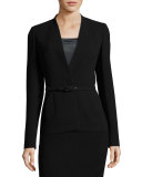Anya Finesse-Crepe One-Button Blazer Jacket, Black