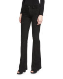 Suede Flare Pants, Black