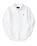 Cotton Oxford Sport Shirt, White, Size 2-7