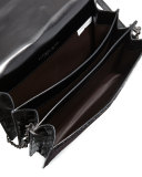 Crocodile 3/4-Flap Shoulder Bag, Black