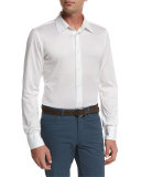 Knit Button-Front Shirt, White