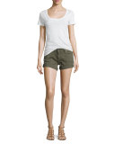 Foster Rolled-Cuff Denim Shorts, Fennel