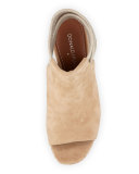 Saint Metallic-Trim Suede Sandal, Natural/Platino