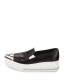 Leather Cap-Toe Platform Sneaker