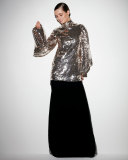 Mid-Rise Column Maxi Skirt, Black