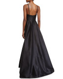  Halter-Neck Embellished Evening Gown, Black