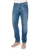 Five-Pocket Straight-Leg Denim Jeans, Blue