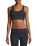 Lightweight Crossover Sports Bra, Black Steel