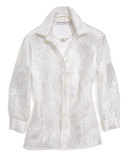 Floral Jacquard Button Blouse