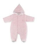 Ribbon Bouquets Hooded Velour Footie Pajamas, Pink, Size 0-9 Months