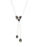 925 Rock Candy Cluster Double-Lariat Necklace in Black Tie