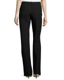 Devon Flared Stretch-Wool Pants, Black