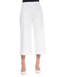Knit Cropped Wide-Leg Pants, White 