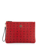 Monogram Canvas Zip-Top Pouch, Ruby Red