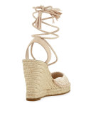 Kacy Raffia Wedge Espadrille Sandal, Powder