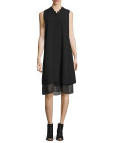 Sleeveless Silk Dress W/ Chiffon Trim 