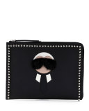 Karlito Large Zip-Around Pouch Bag, Black Multi