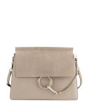 Faye Medium Flap Shoulder Bag, Motty Gray