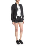 Logo-Front Mesh Training Shorts W/Stripe, Black/White 