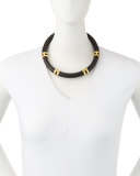 Leather Double-Take Necklace, Black/Gold