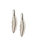 Medium Feather Drop Earrings with Black Diamonds