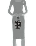 Roxy Mini Studded Leather Bucket Bag, Black