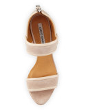 Geo Strappy Suede 85mm Sandal, Ivory