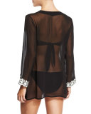 Embroidered Sheer Tunic Coverup
