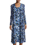 Floral-Print Mesh Long Cardigan 
