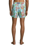 Moorea Coral & Fish Swim Trunks, Turmeric