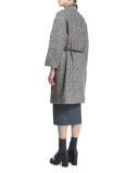 Long-Sleeve Chevron Coat W/Monili Trim, Bark