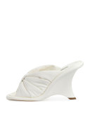 Bow Wedge 110mm Slide Sandal, Ivory
