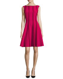 Sleeveless Frayed Stretch-Crepe Dress, Raspberry