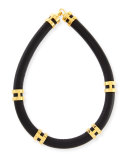 Leather Double-Take Necklace, Black/Gold