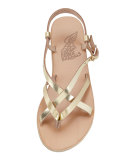 Semele Strappy Flat Sandal, Gold