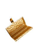 Rebekah Metal Giraffe-Pattern Clutch Bag, Golden