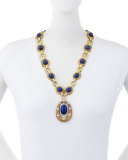 18K Yellow Gold & Lapis Sautoir Necklace with Diamonds