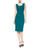 Sleeveless Scoop-Neck Sheath Dress, Peacock