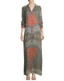 Wish Long-Sleeve Printed Maxi Dress, Multi, Petite 