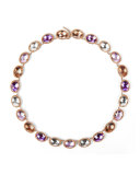Lily 18K Rose Gold-Washed Button Rivière Necklace, Multi/Pink
