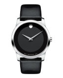 40mm Museum Classic Watch with Leather Strap, Black