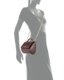 Pandora Box Patent Mini Chain Shoulder Bag, Oxblood