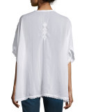 Sakura Short-Sleeve Embroidered Poncho 