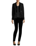 Pippa Velvet & Crocheted Combo Jacket, Black