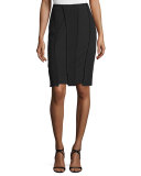 Stretch-Wool Carwash Pencil Skirt, Black