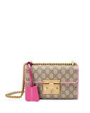 Padlock Small GG Supreme Shoulder Bag, Pink Trim