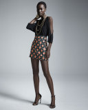 Diamond-Print A-Line Mini Skirt, Multi Colors