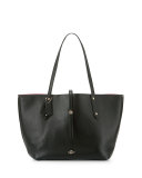Market Leather Tote Bag, Black/True Red