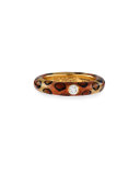 Cheetah-Print Enamel Ring with One Diamond, Size 6.75
