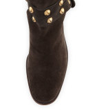 Janis Studded Suede Bootie, Asfalto